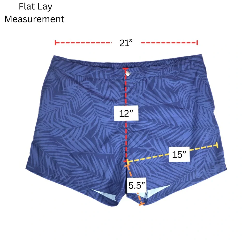 Peter Millar Swim Trunks Mens XXL Blue Palm Leaf Crown Crafted Board Shorts